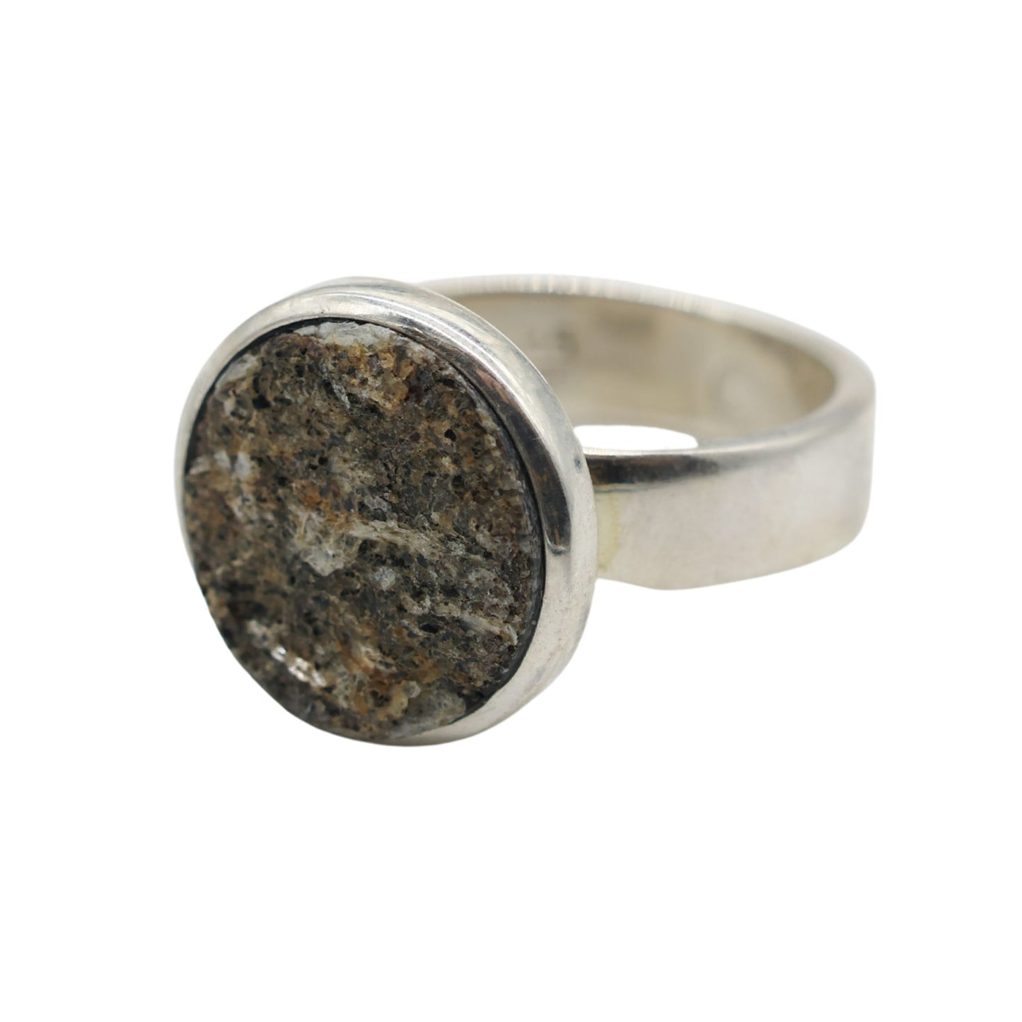 Adjustable Ring Made of Raw Lake Stone from Valposchiavo