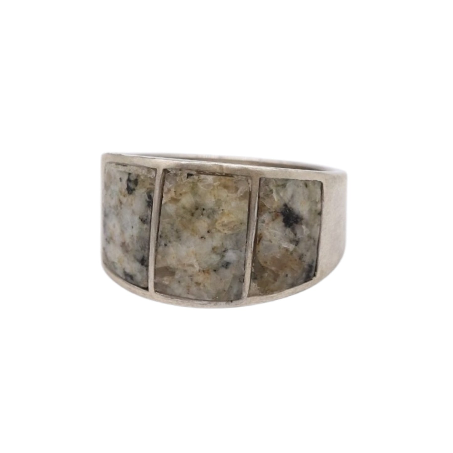 Unisex Ring with Three Beige Lake Stones
