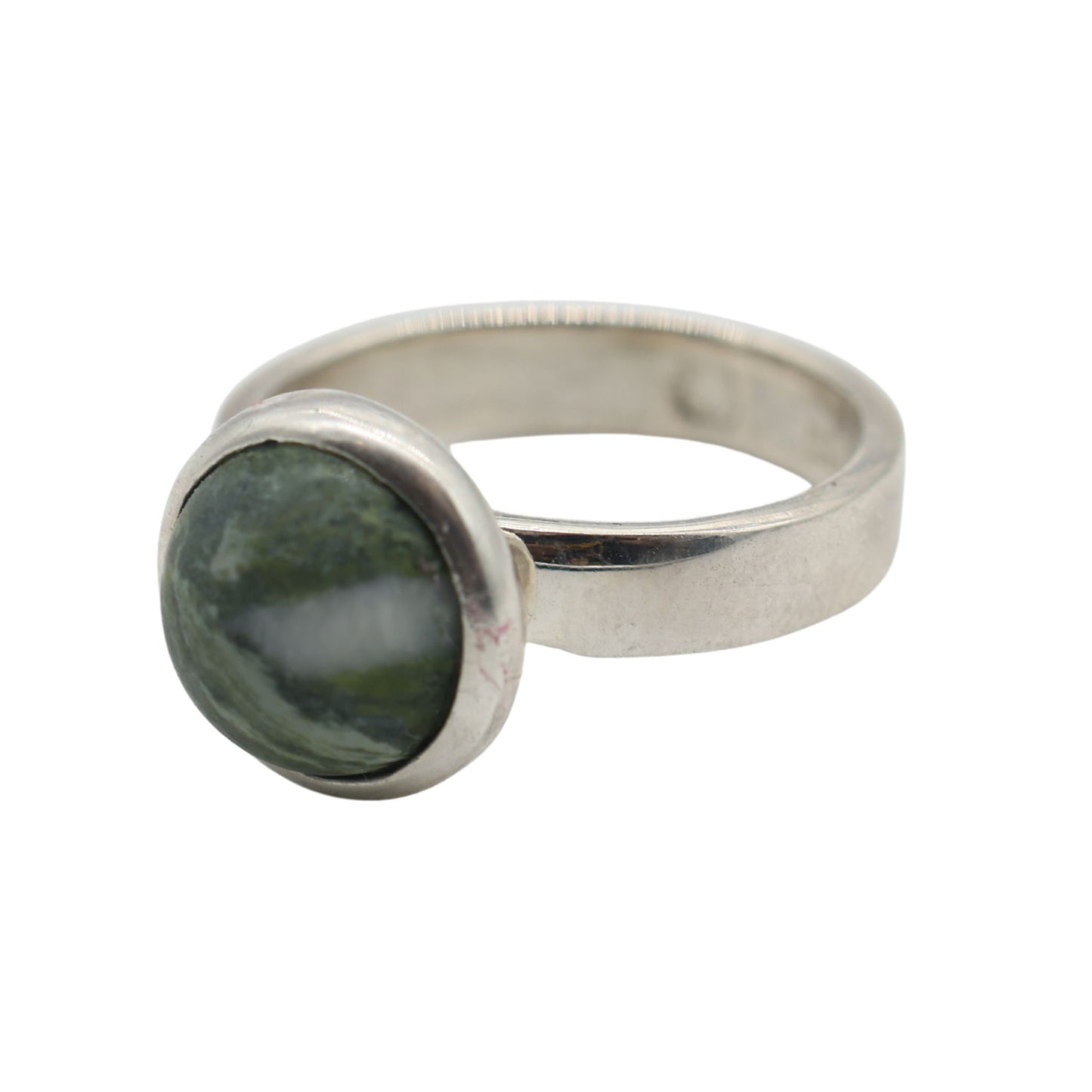 Adjustable Ring with Green Lake Stone from Valposchiavo