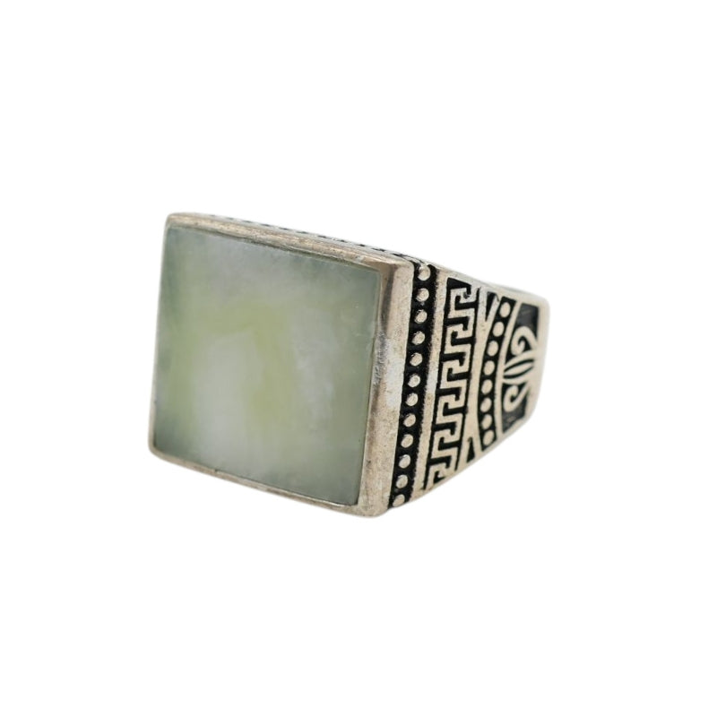 Vintage Unisex-Ring aus hellgrüner Nephrit-Jade