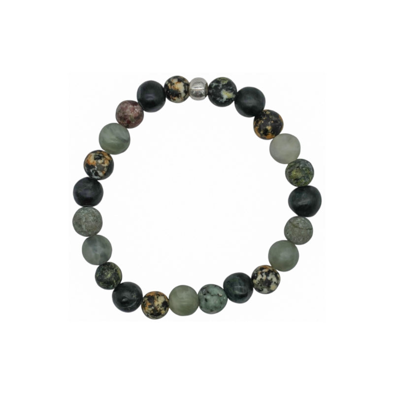 Bracelet with lake stones from Valposchiavo and silver detail