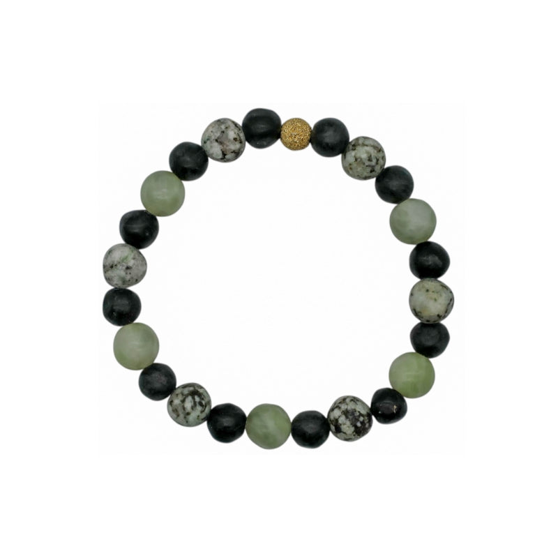 Bracelet with Valposchiavo stones and golden detail