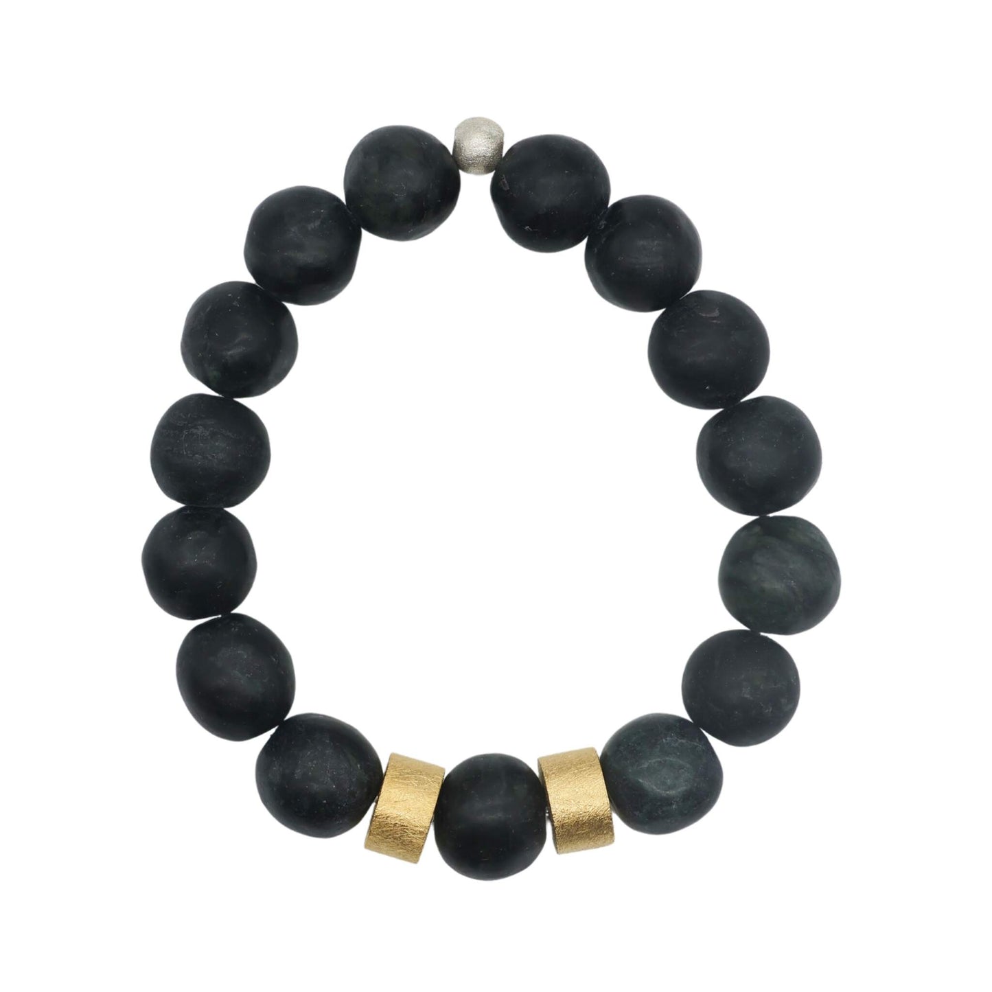 Bracelet Made of Black Serpentine from Valposchiavo with Gold Details