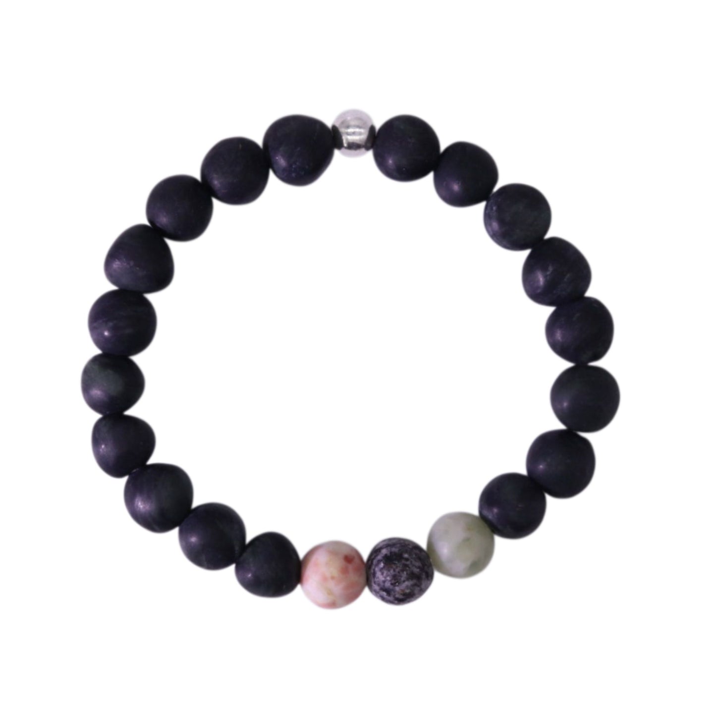 Armband aus Serpentin mit Elementen aus Sassalbo Marmor, Seestein und Nephrit Jade