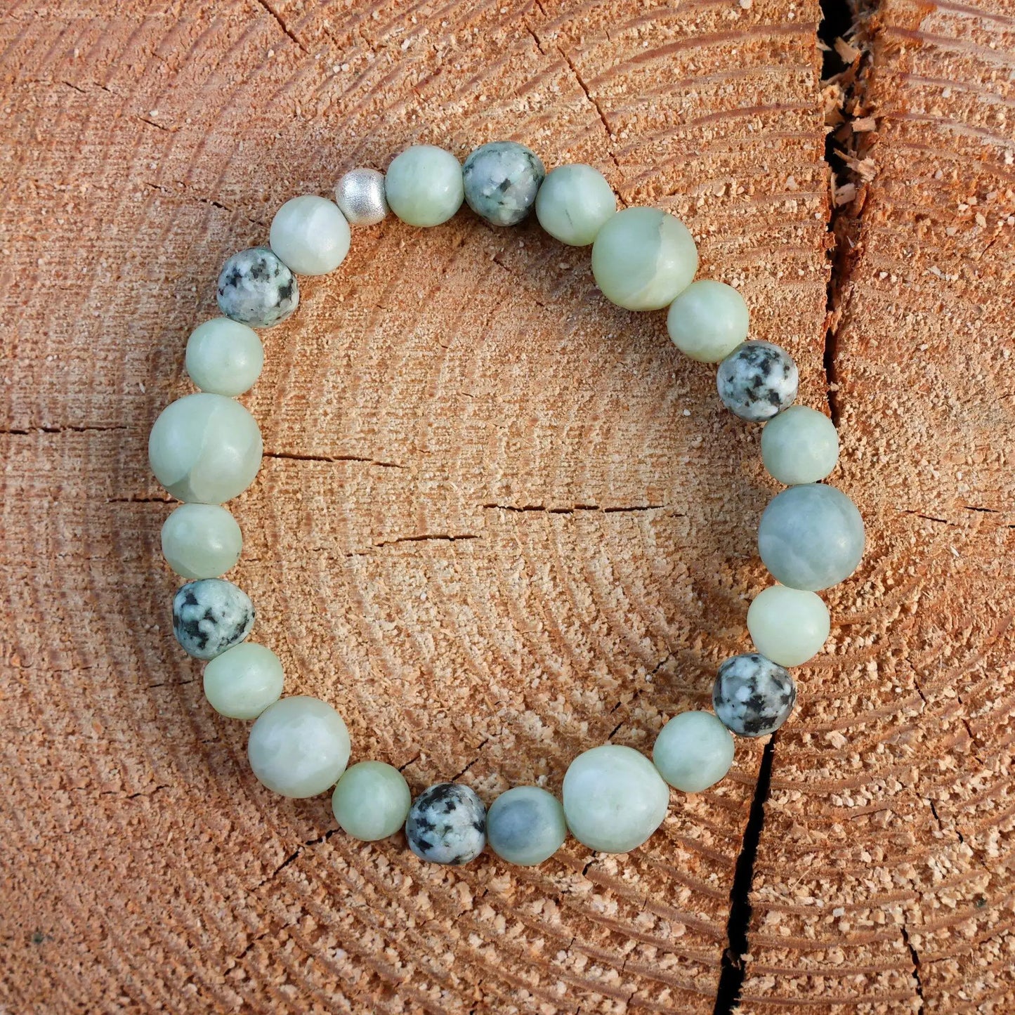 Armband für Männer aus Nephrit Jade und grünem Seestein