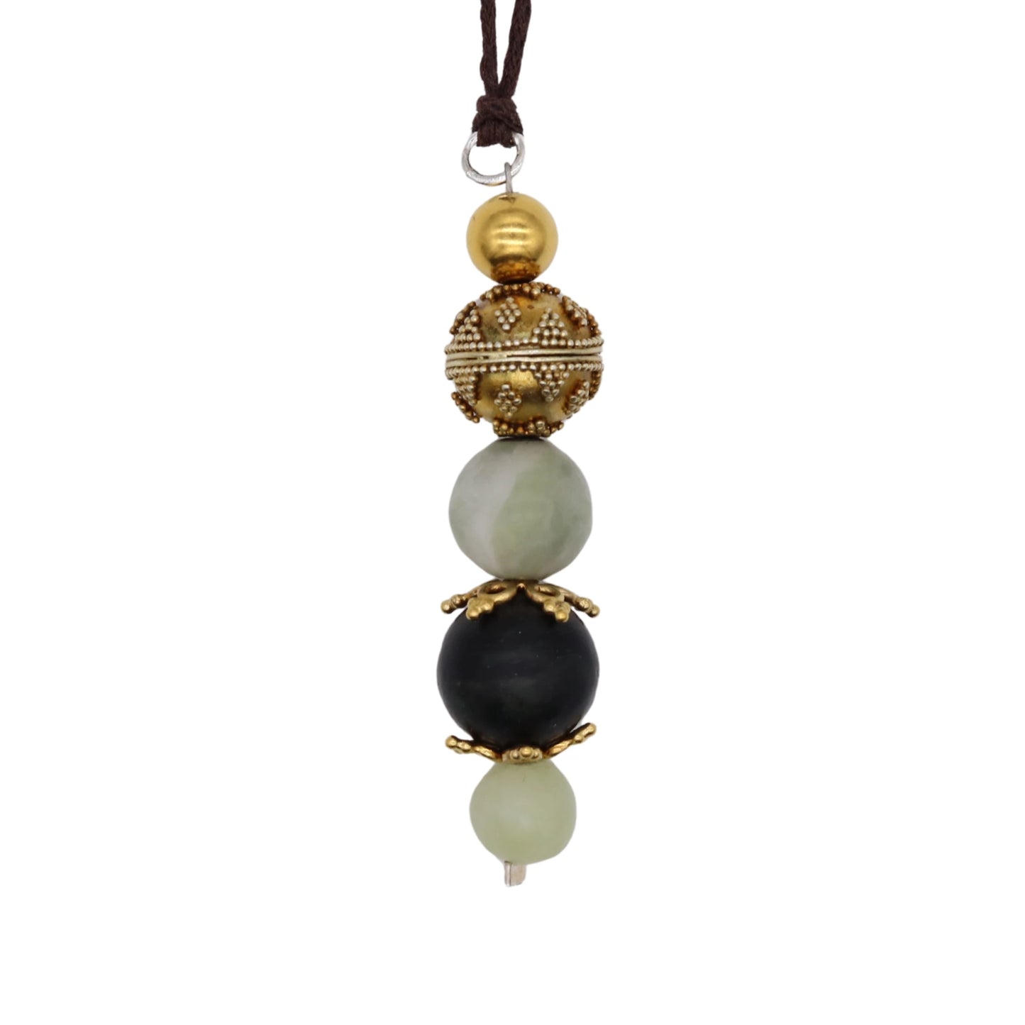 Pendant in Nephrite Jade & Serpentine from Valposchiavo with Gold-Plated Silver Details
