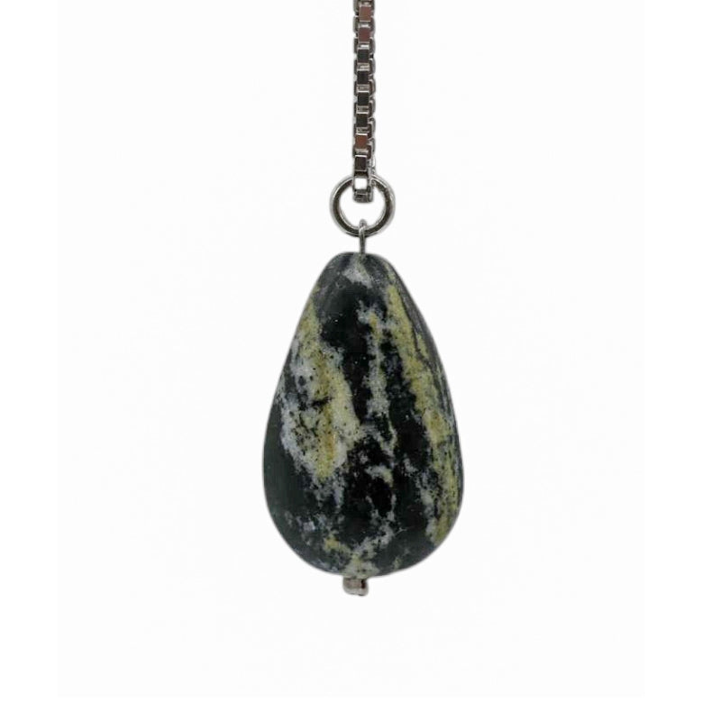 Teardrop Pendant in Black Lake Stone with Green Veins