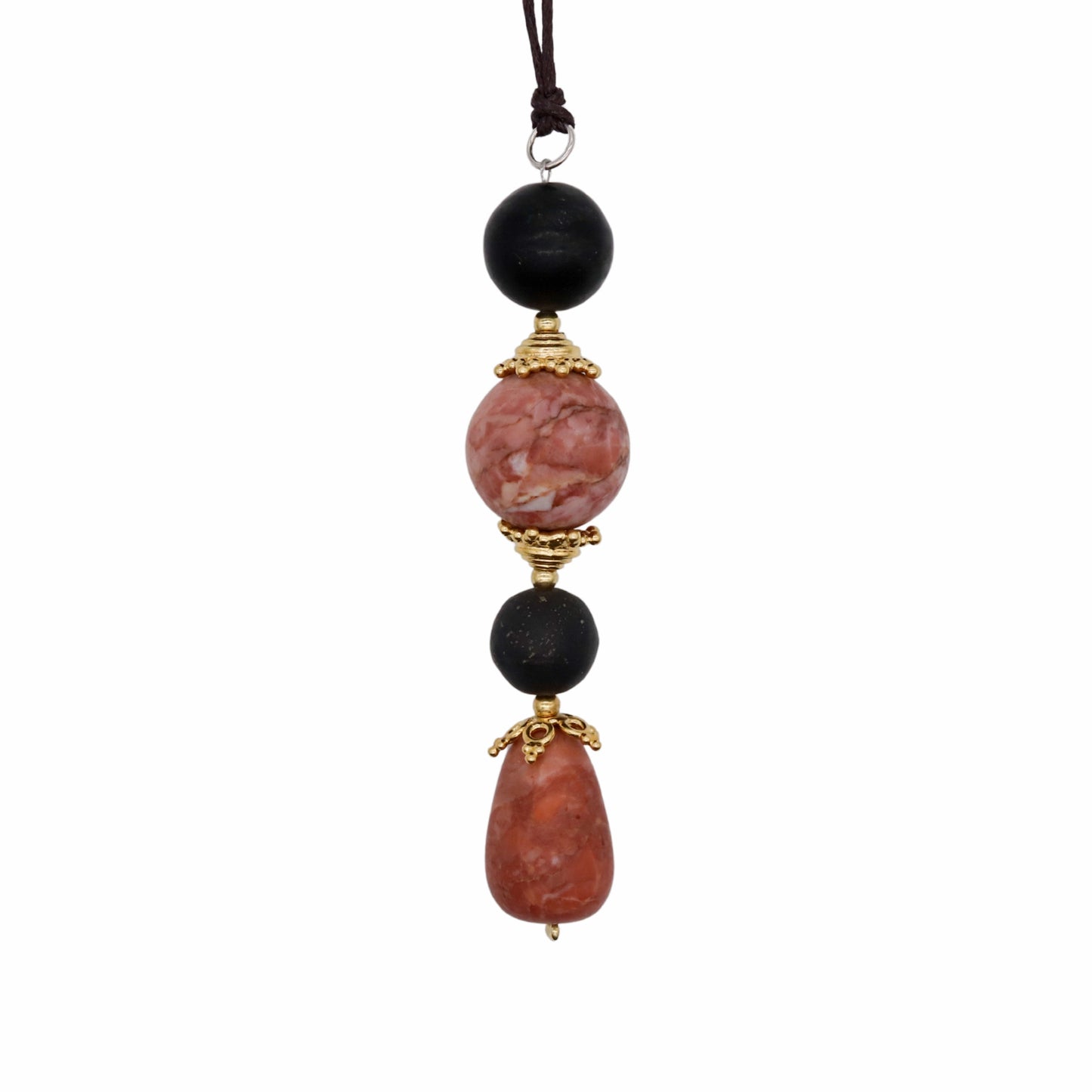 Pendant in Serpentine and Sassalbo Marble with Gold-Plated Silver Details