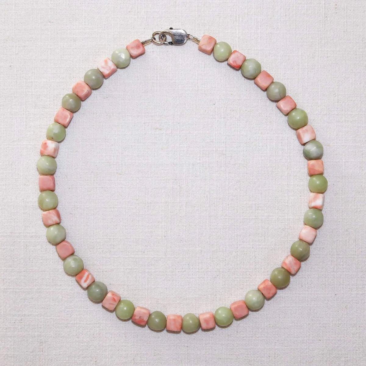 Necklace with Sassalbo Marble Cubes & Nephrite Jade Beads
