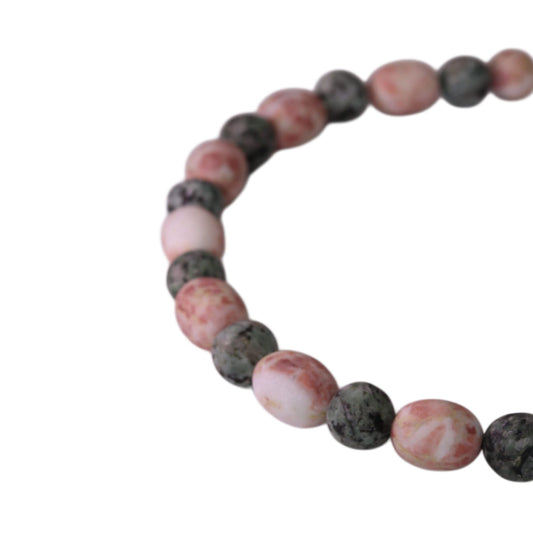 Necklace in Pink Sassalbo Marble & Aqua Green Lake Stone