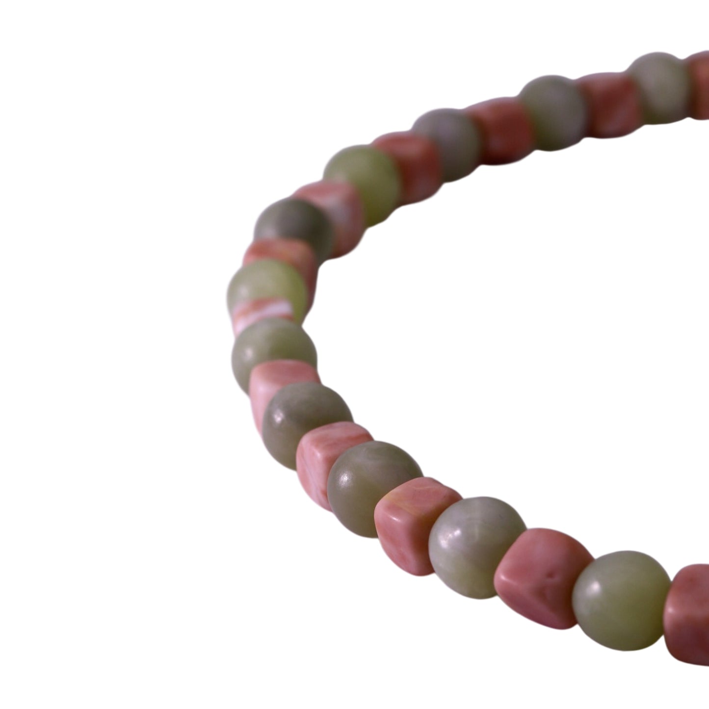 Necklace with Sassalbo Marble Cubes & Nephrite Jade Beads