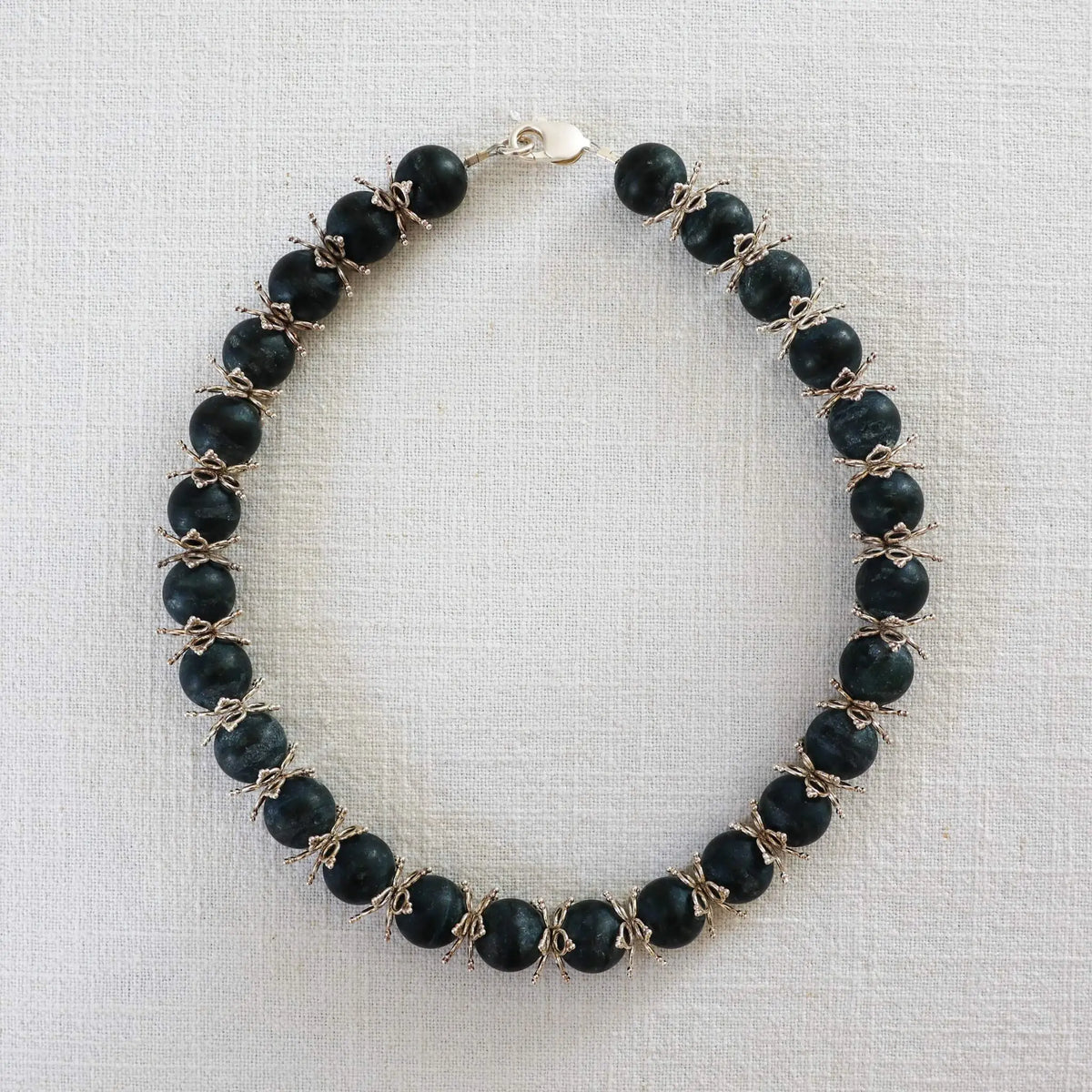 Necklace in Black Serpentine from Valposchiavo with Silver Elements
