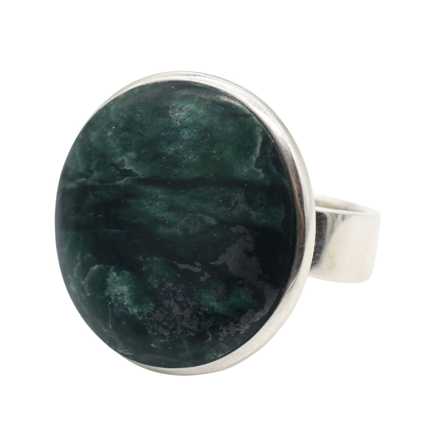 Large Adjustable Ring in Green Serpentine from Valposchiavo