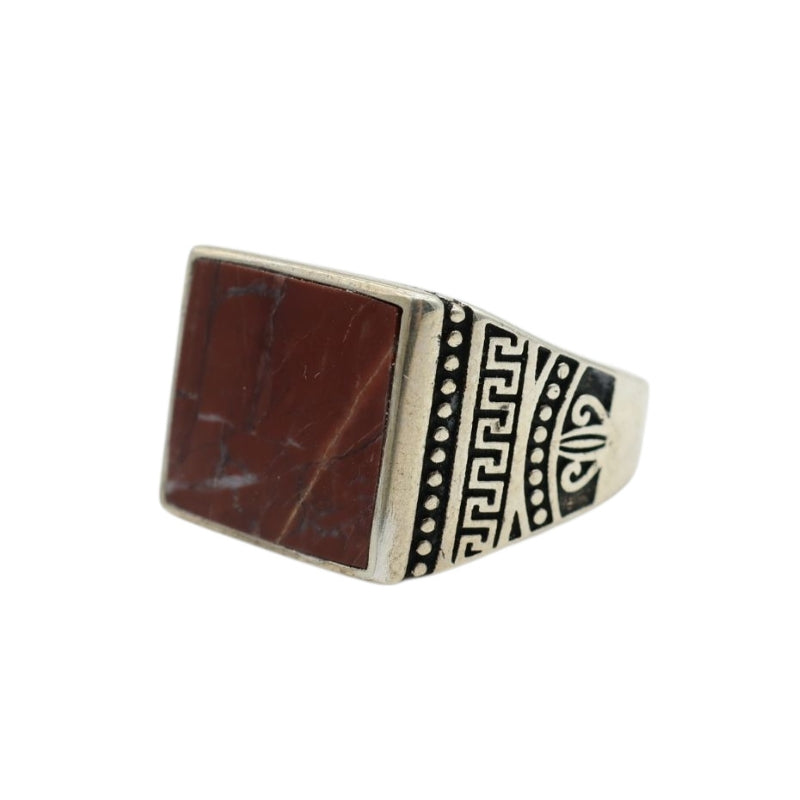 Vintage Unisex-Ring aus dunklem Sassalbo Marmor