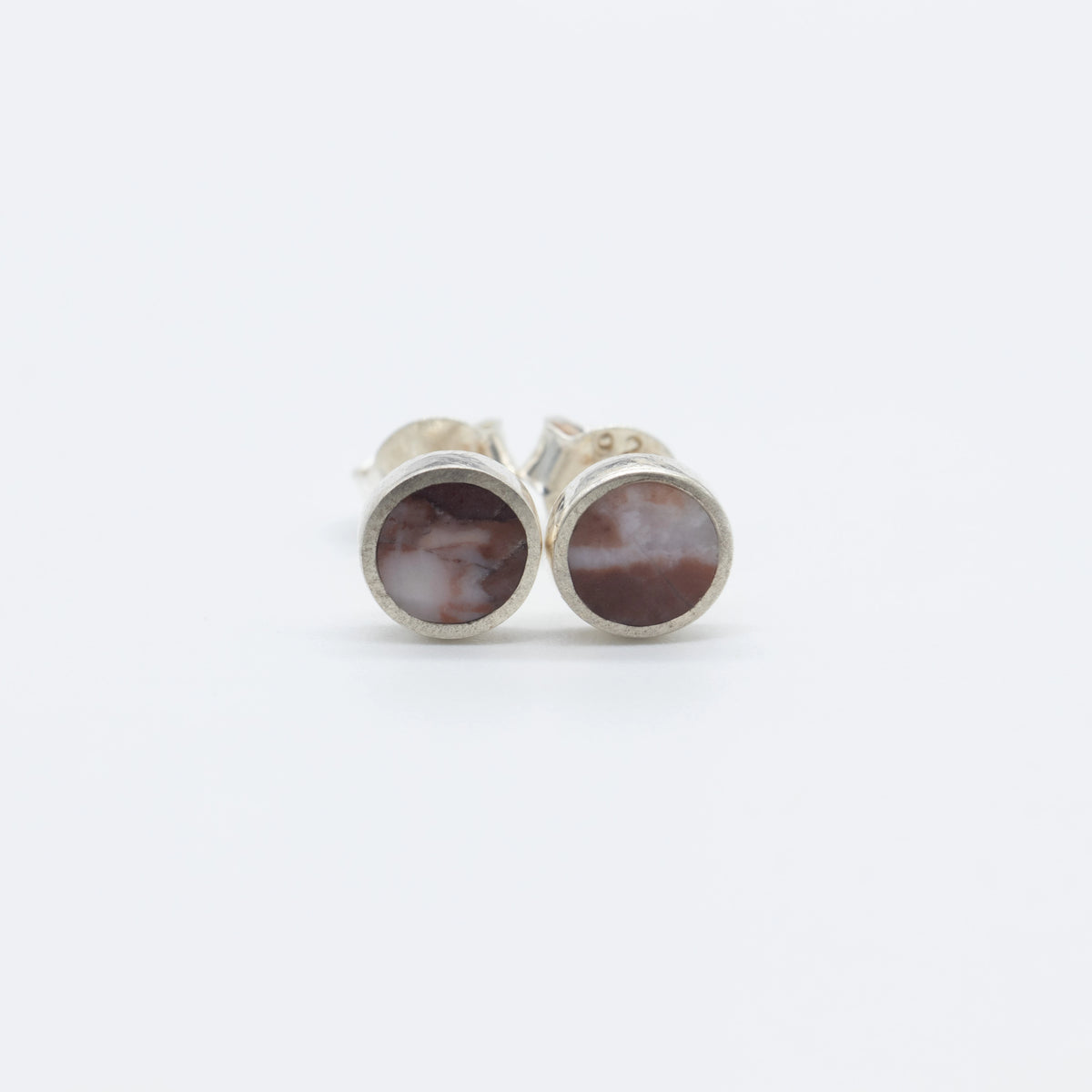 Earrings in Red & White Sassalbo Marble from Valposchiavo, 5 mm