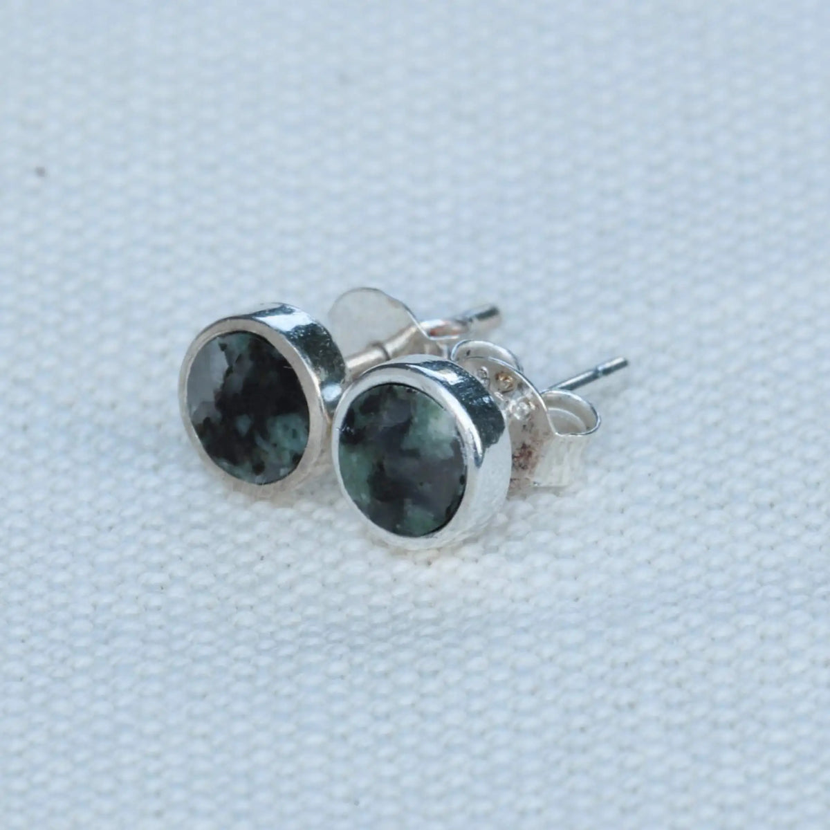 Earrings in Mottled Light Blue Lake Stone