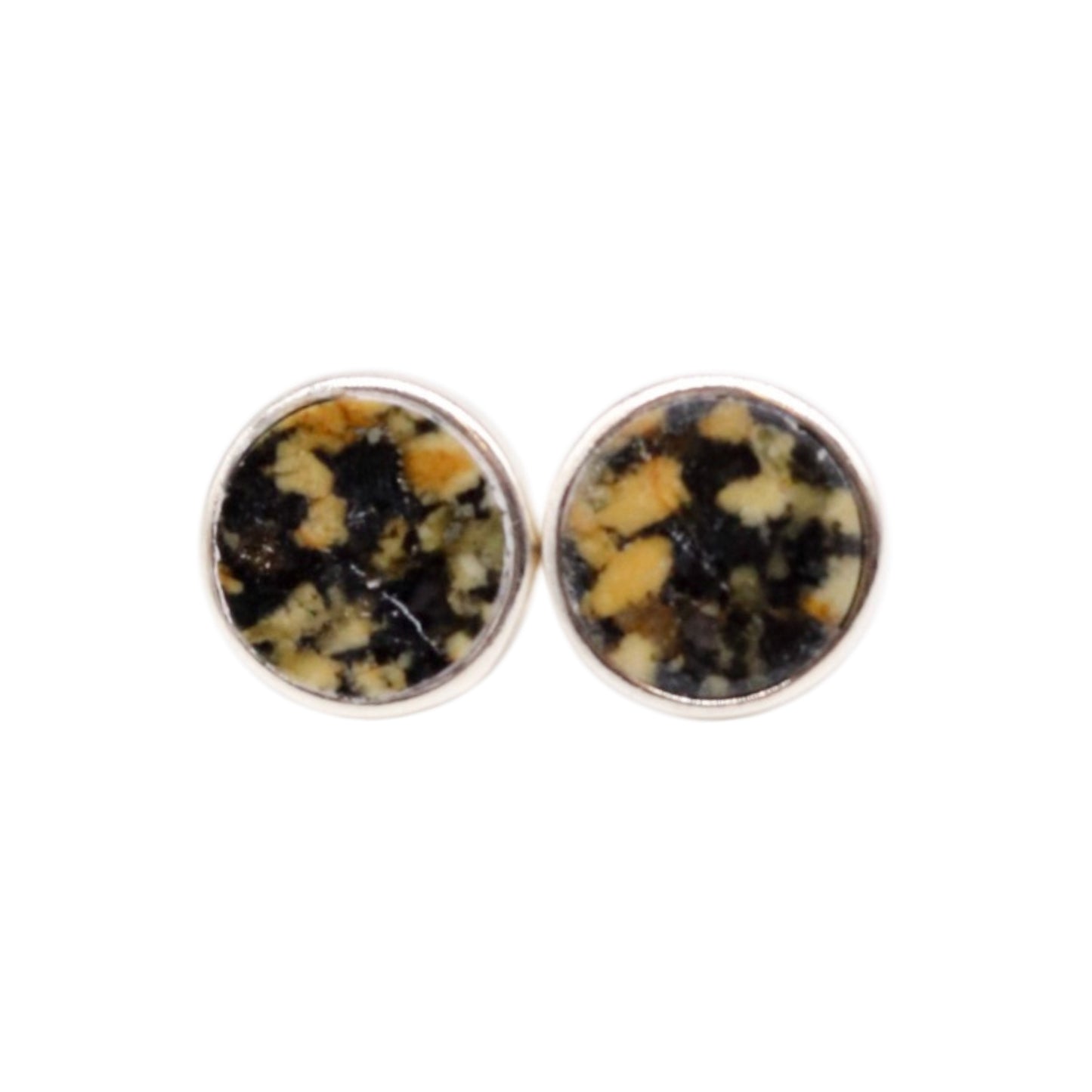 Black Lake Stone Earrings with Ochre & Beige Tones