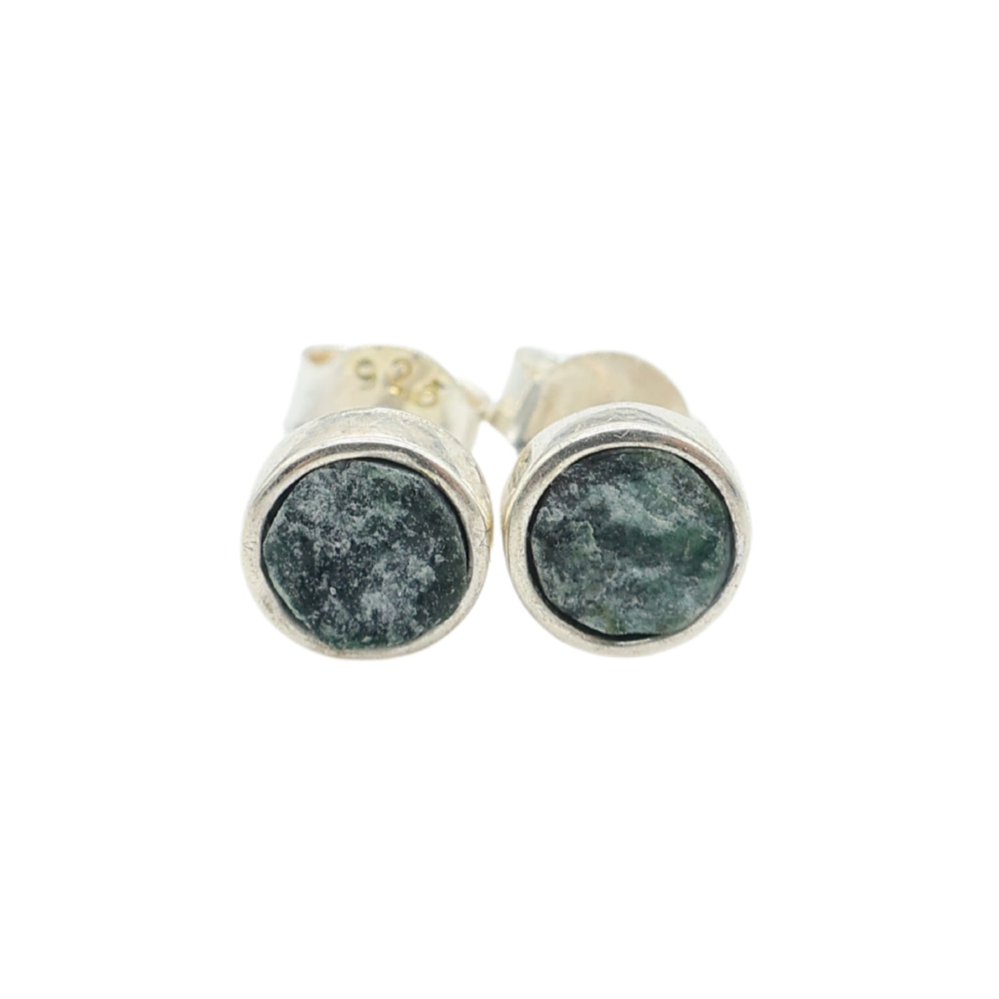 Earrings in Raw Green Serpentine from Valposchiavo
