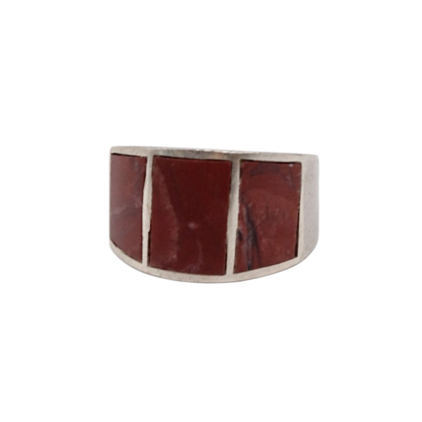 Unisex‑Ring mit drei dunklen Sassalbo Marmorsteinen