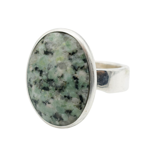 Adjustable Oval Ring with Blue Lake Stone from Valposchiavo