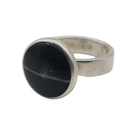 Adjustable Ring Made of Black Serpentine