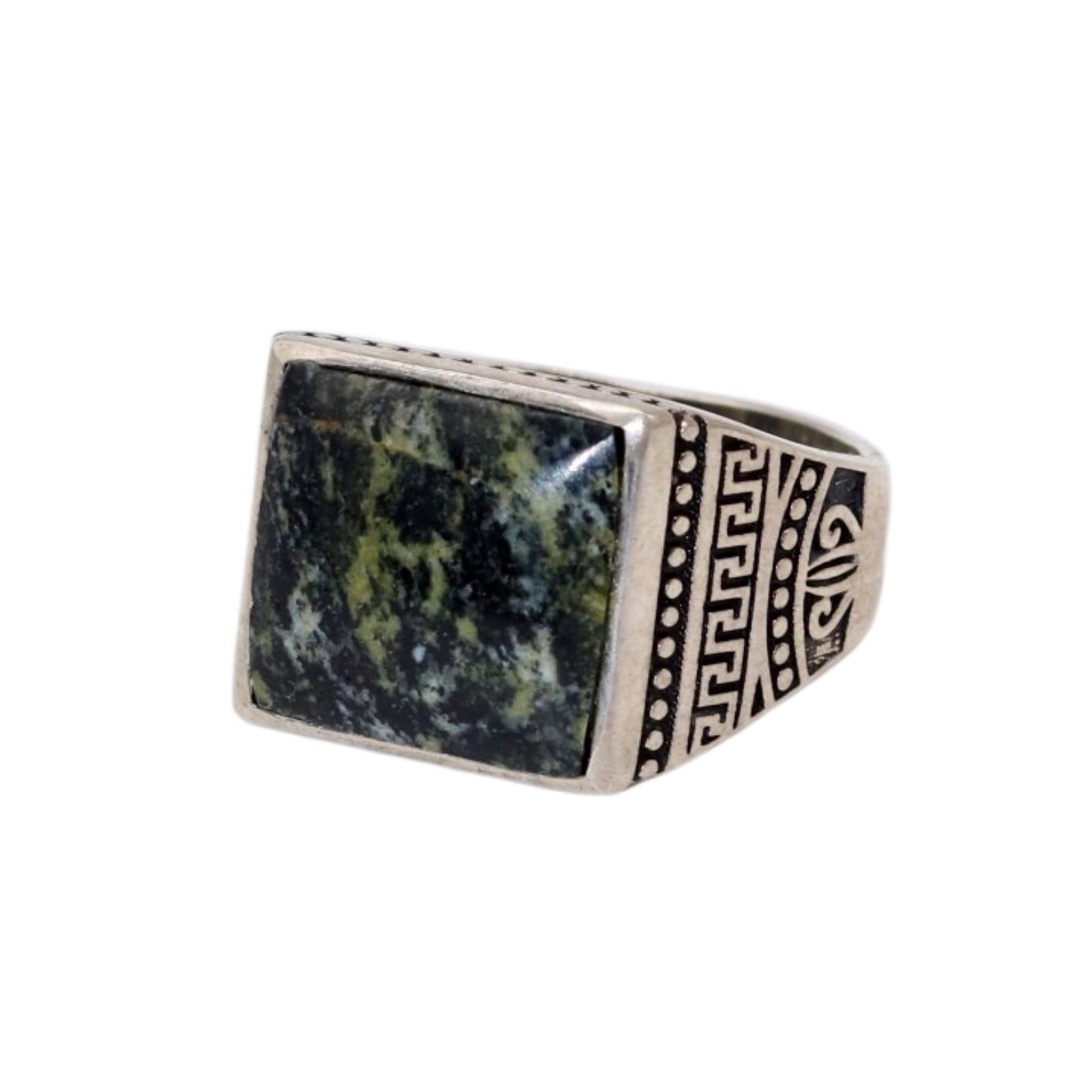 Vintage Unisex Ring in Green Lake Stone