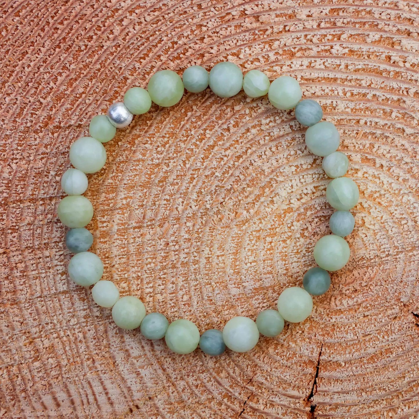 Bracelet with Nephrite Jade Spheres in Different Sizes