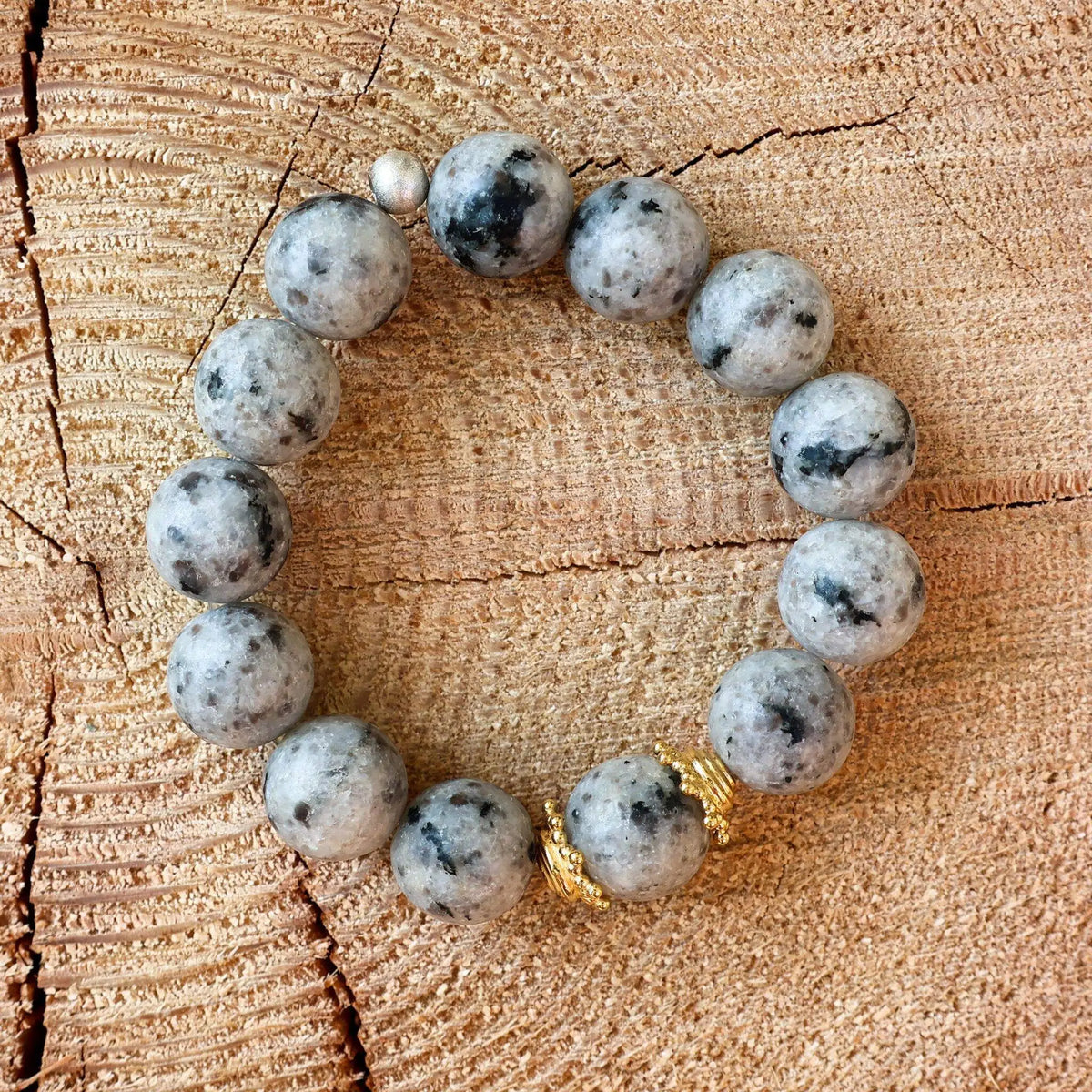 Bracelet Made of Lake Stone from Valposchiavo with Gold-Plated Silver Details