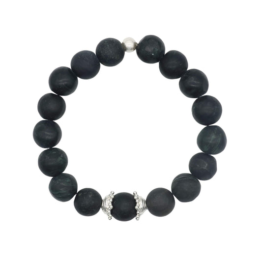 Black Serpentine Bracelet from Valposchiavo with Silver Details
