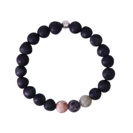 Armband aus Serpentin mit Elementen aus Sassalbo Marmor, Seestein und Nephrit Jade