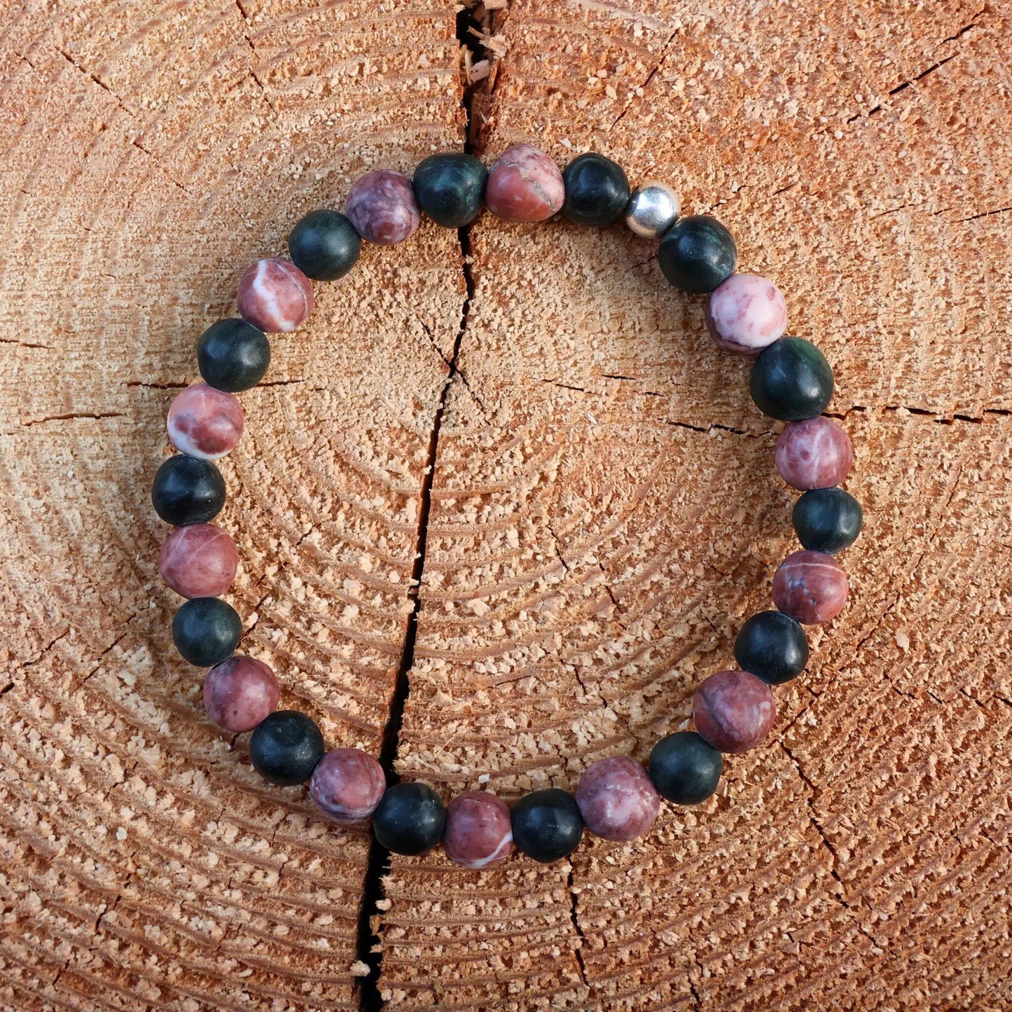 Armband für Männer aus schwarzem Serpentin und Sassalbo Marmor