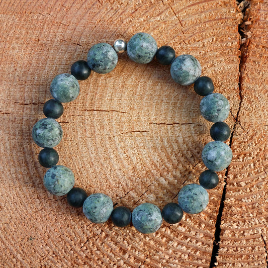 Men’s Bracelet with Green Lake Stone & Serpentine from Valposchiavo