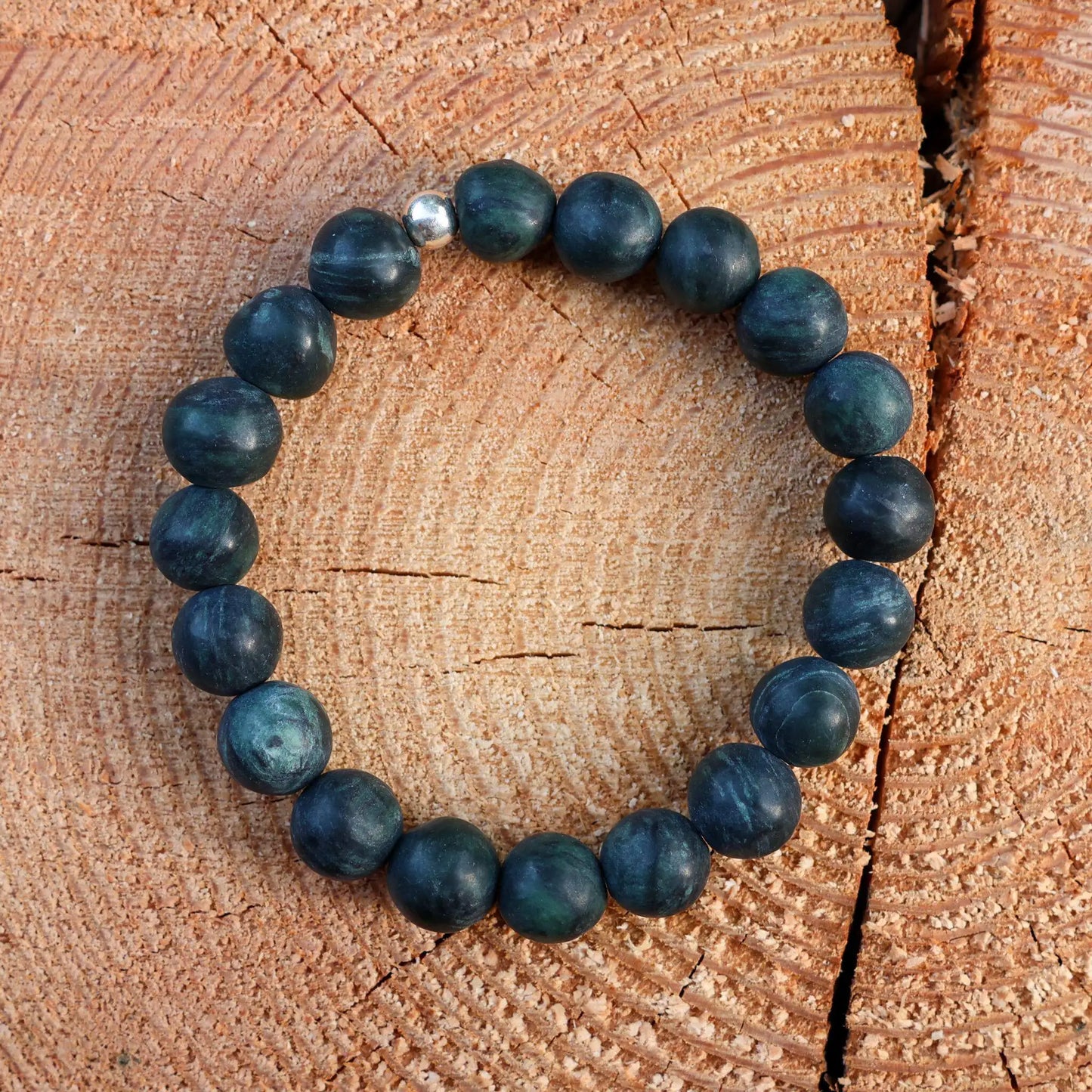 Men's Bracelet in Green Serpentine from Valposchiavo