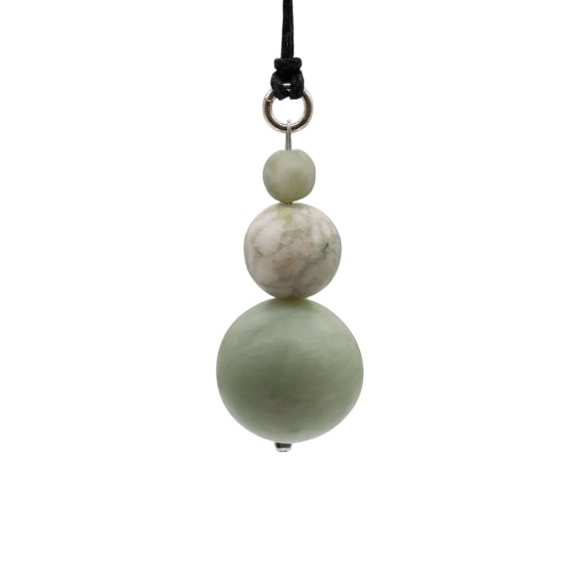Pendant with Three Green and White Spheres