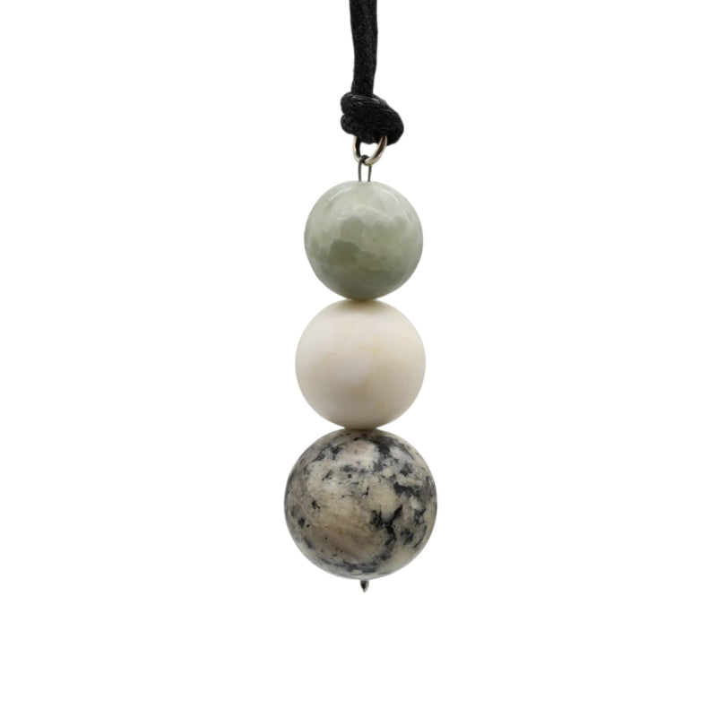 Pendant with Spheres of Nephrite Jade, Sassalbo Marble, and Palü Granite
