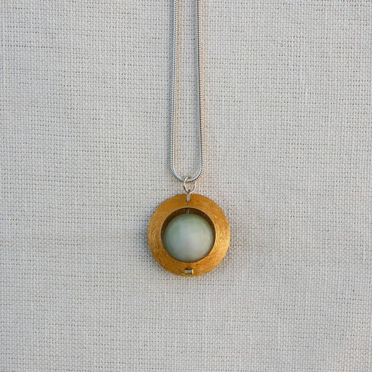Elegant Pendant in Gold-Plated Silver with a Nephrite Jade Sphere