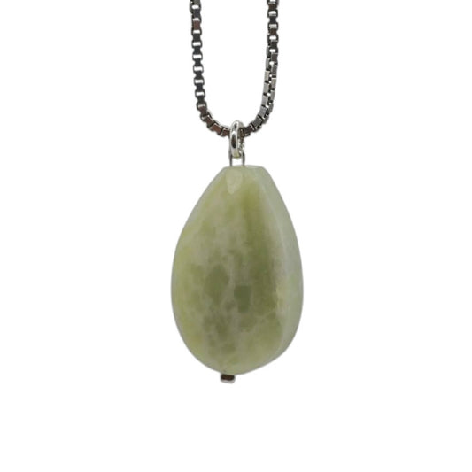 Teardrop Pendant in Pastel Green Nephrite Jade