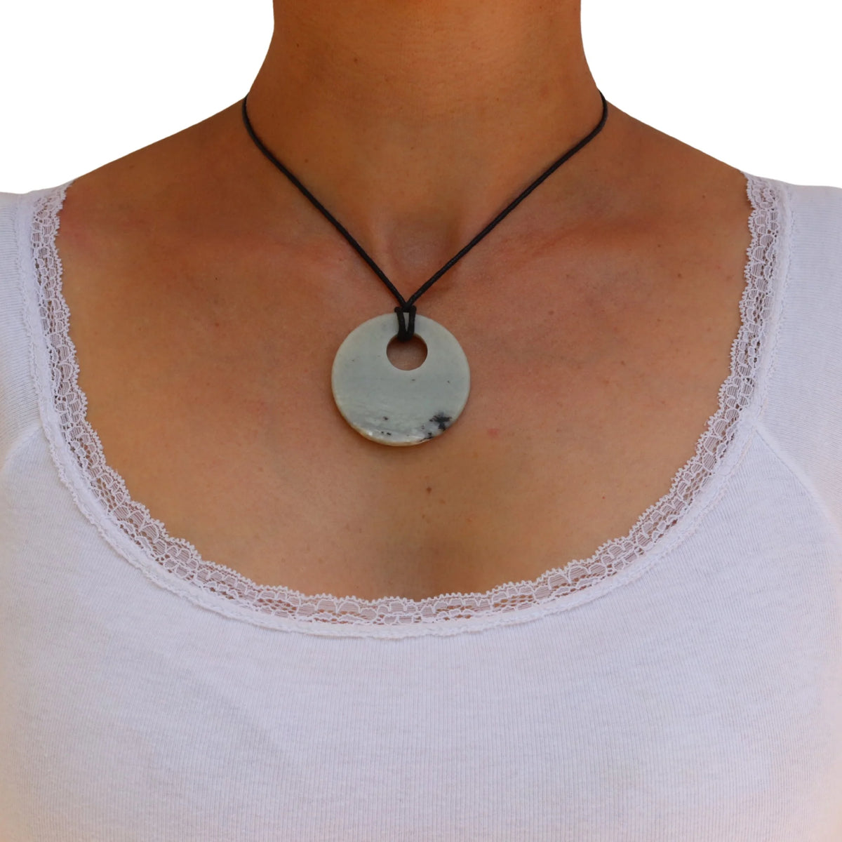Minimalist Pendant in Light Nephrit Jade from Valposchiavo