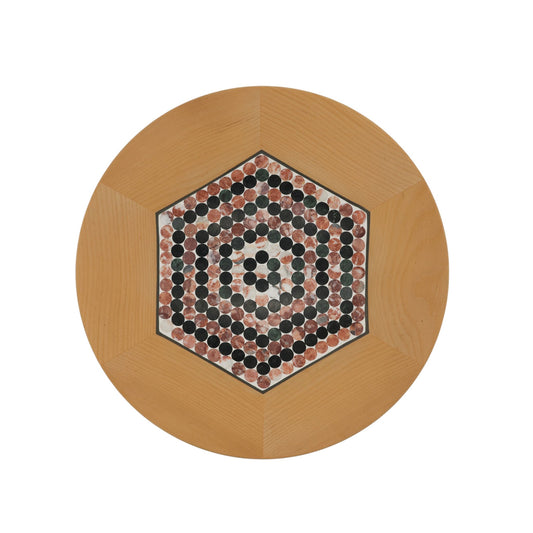 Large Wooden Bowl with Stone Details