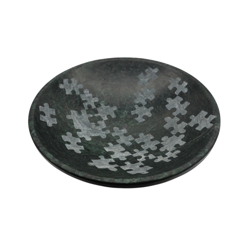 Grosse Schale aus Serpentin mit Puzzle-Motiv