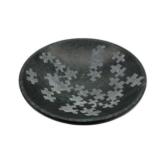 Grosse Schale aus Serpentin mit Puzzle-Motiv
