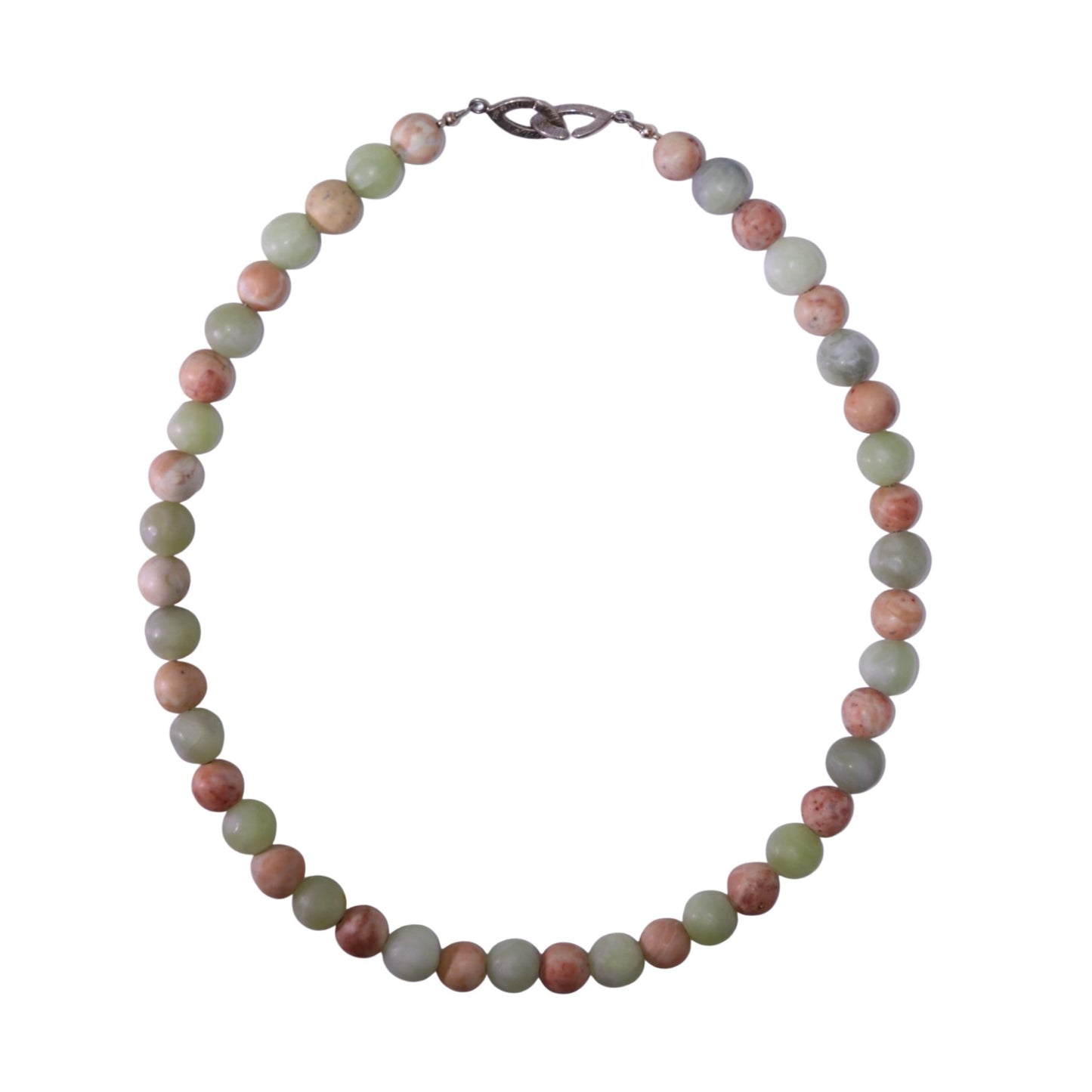 Necklace in Light Nephrite Jade and Sassalbo Marble