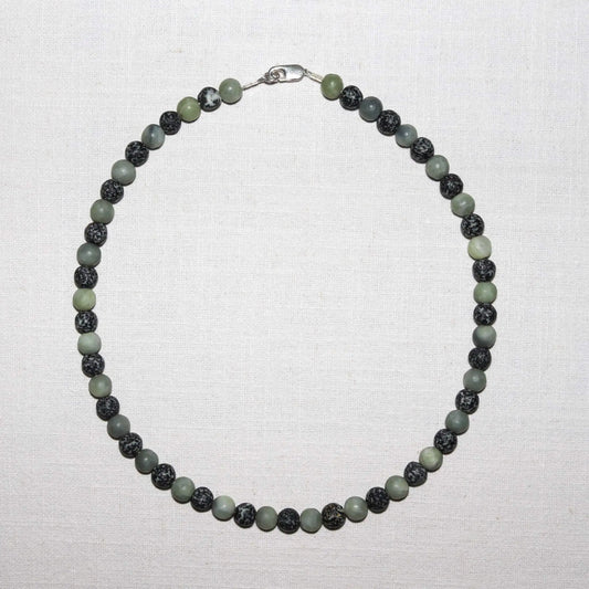 Nephrite Jade & Black Lake Stone Necklace from Valposchiavo