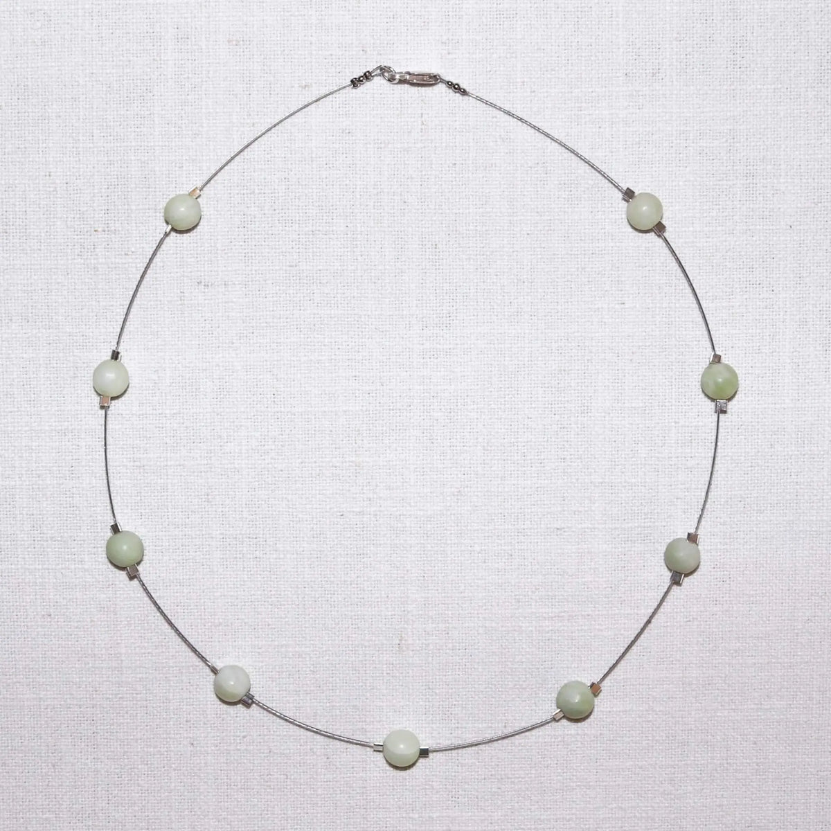 Minimal Necklace with Small Nephrite Jade Beads from Valposchiavo