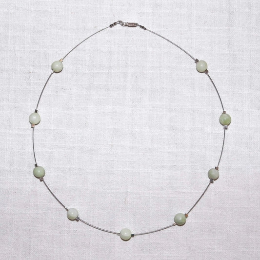 Minimal Necklace with Small Nephrite Jade Beads from Valposchiavo