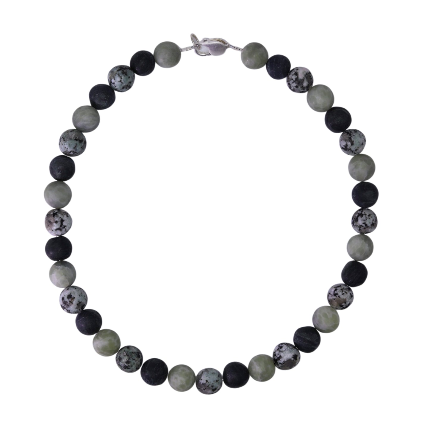 Collana in giada-nefrite, pietra di lago e serpentino