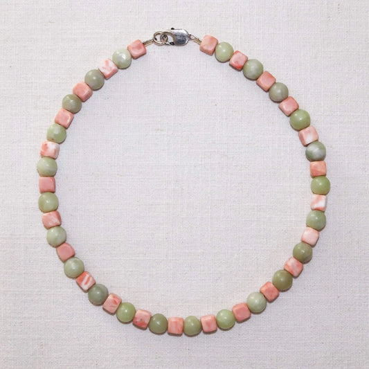 Necklace with Sassalbo Marble Cubes & Nephrite Jade Beads