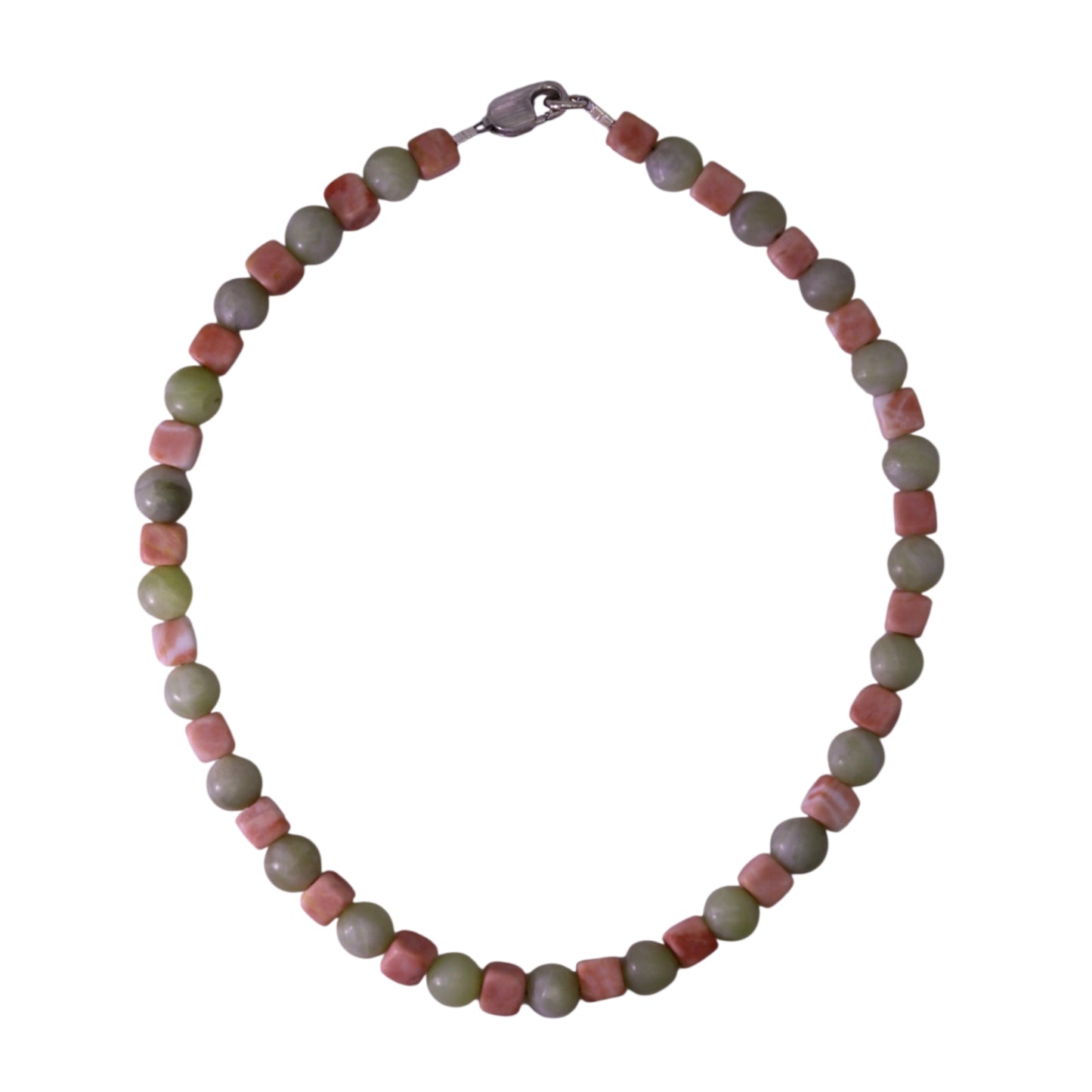 Necklace with Sassalbo Marble Cubes & Nephrite Jade Beads