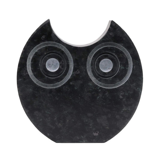 Stone Owl Statue in Black Serpentine from Valposchiavo