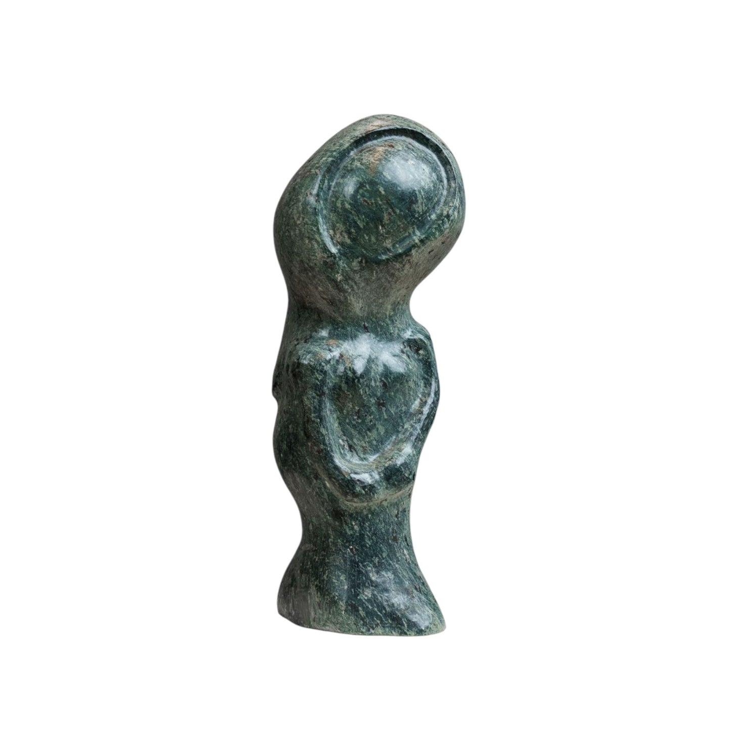 Woman Sculpture in Green Serpentine from Valposchiavo